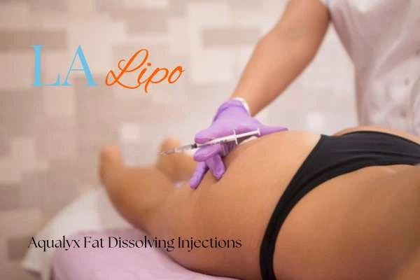 Woman having fat dissolving injections Holland Park on thighs