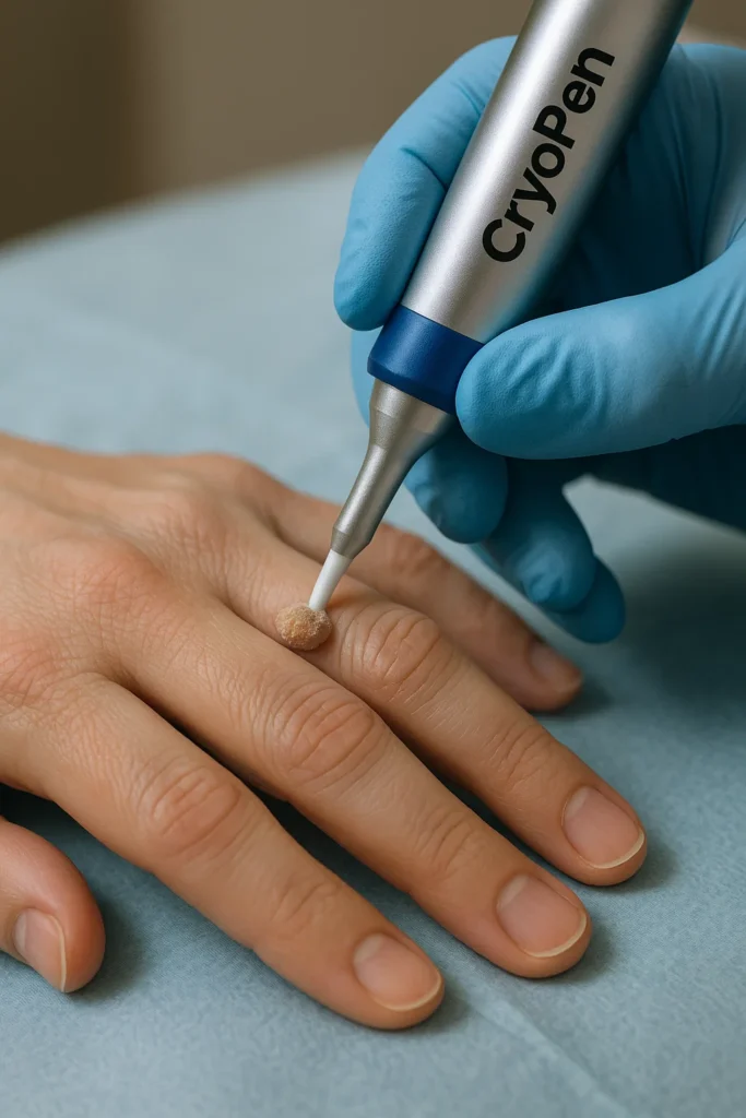 example of cryopen wart removal Holland Park treatment on a persons finger