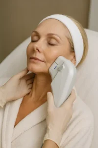 Woman receiving HIFU non surgical facelift treatment Holland Park