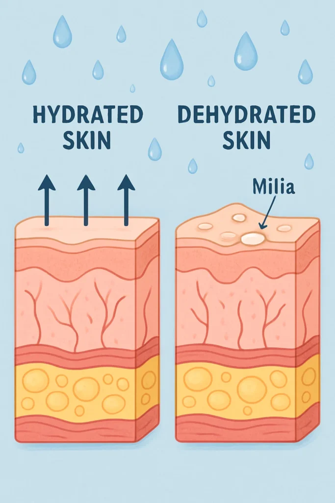 The importance of hydration and milia production Holland Park